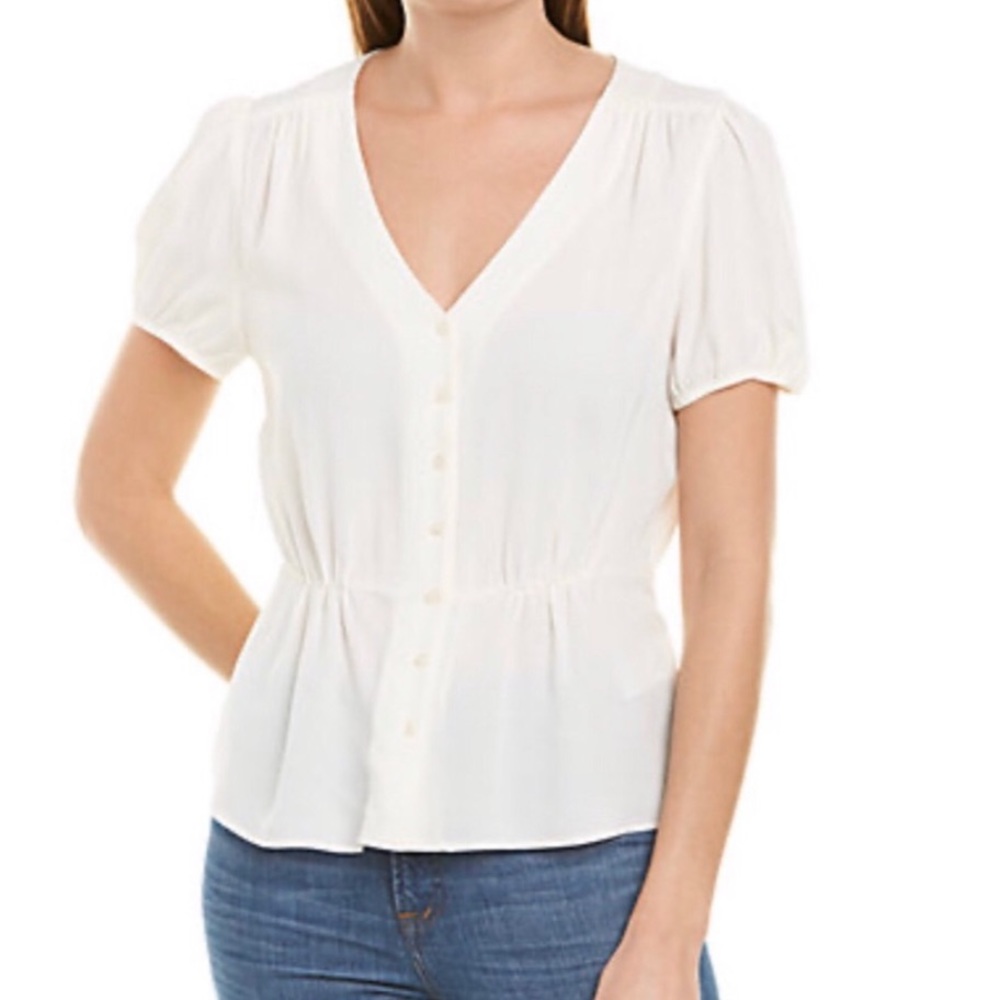 J. Crew button-up peplum short sleeve blouse